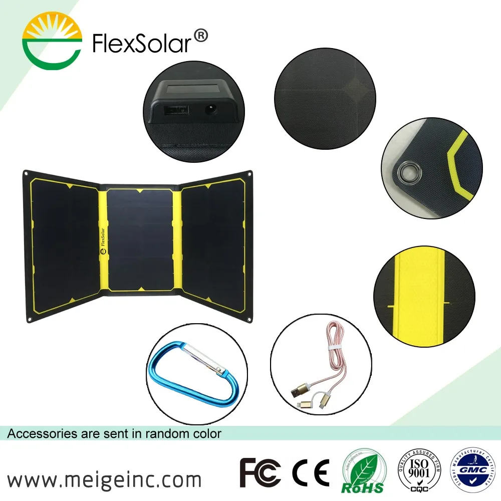 Flexsolar 57W Foldable Solar Charger with Solar Panel and 2Port USB for Cell Phone Tablet when Outdoor