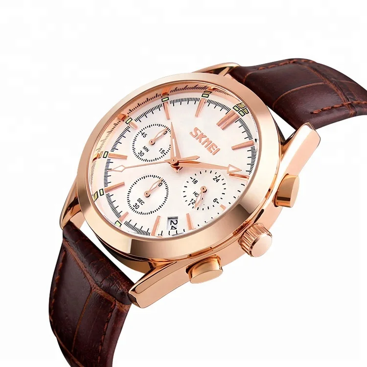 skmei watch review 9127 custom quartz men sport  leather band quartz watches