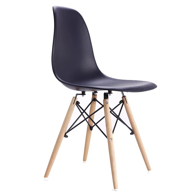 Popular Luxury Coffee Shop Modern Used EAM Colored PP Plastic Cafe Restaurant Dinning Dining Chair With Wooden Legs