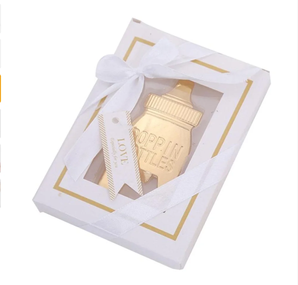 Золотистая металлическая открывалка для бутылок в форме детских бутылок, сувениры для детских праздников