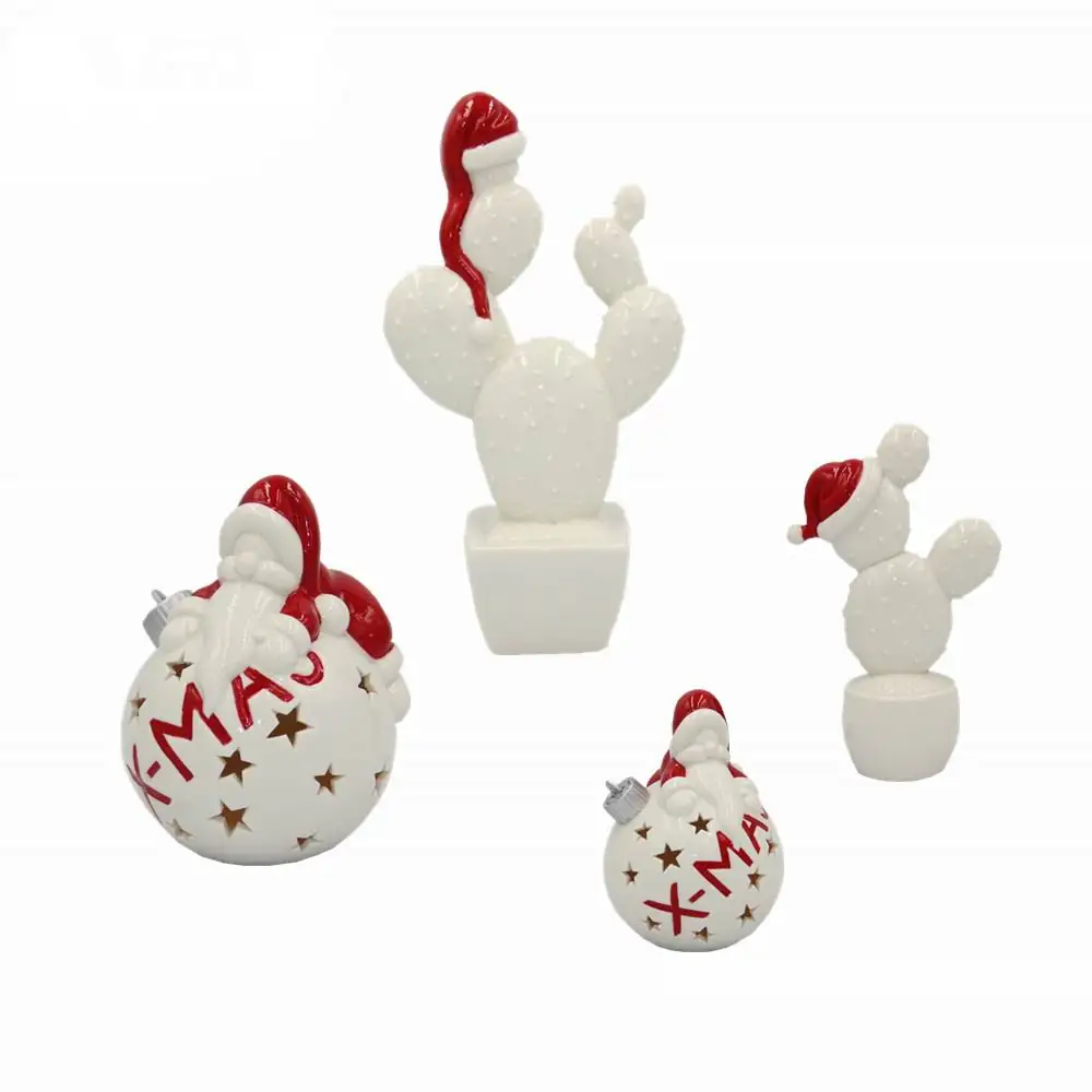 
Christmas ceramic home decoration porcelain santa claus LED light and cactus from vivid gifts 