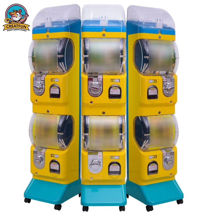 2019 popular double coin operated toy gumball  candy capsule vending machine
