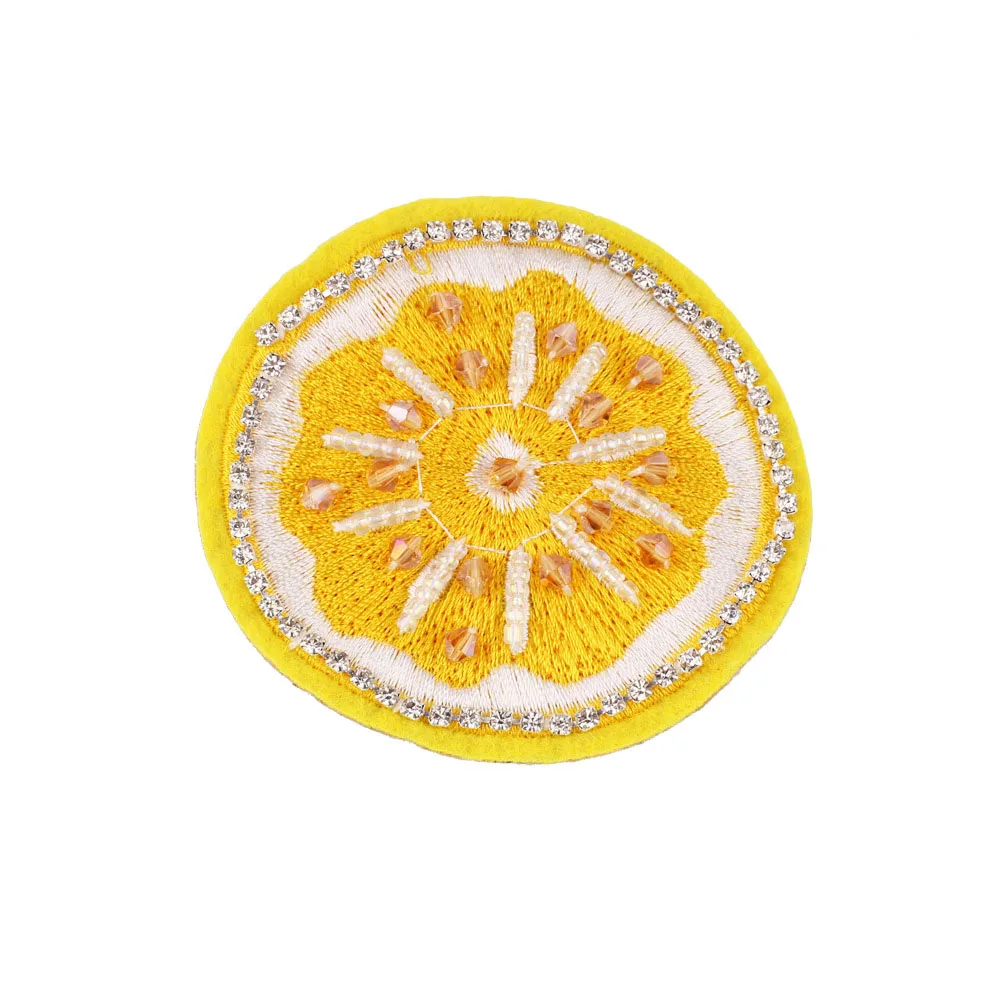 Custom Sequin Patch Rhinestone Beaded Applique Lemon Patch
