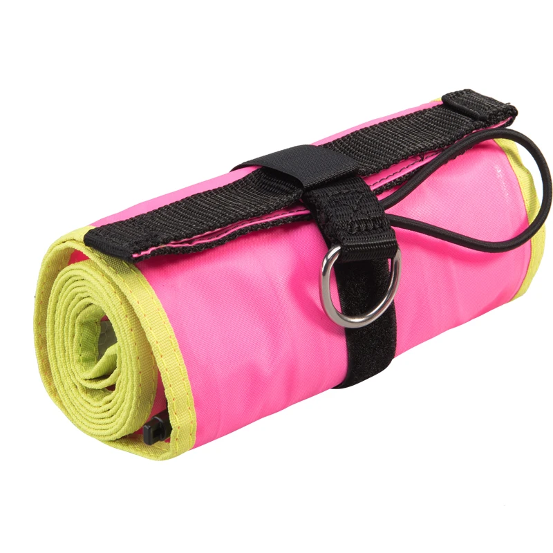 Scuba Diving Closed Bottom Surface Marker Buoy (SMB) with High Visibility Reflective Band, Strobe Light or Flashlight Holder