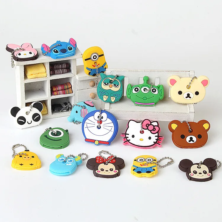 Factory Manufacture Cheap Wholesale Cartoon Anime Cute Animals Key Cover Cap Keychain