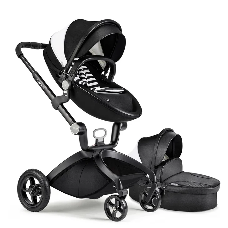 HOT MOM  PU leather Luxury Baby Stroller Luxury Landscape Baby Stroller