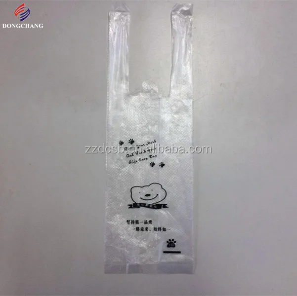 Plastic t-shirt type milk tea packaging bag with your own logo printed