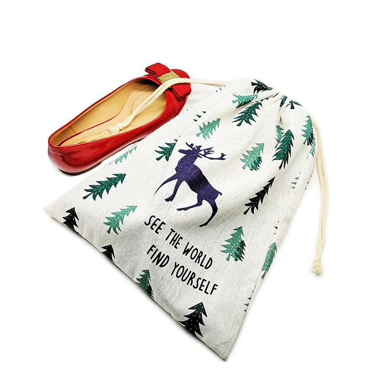 Custom Wholesale Cotton Shoe Drawstring Bag Pouch With Logo