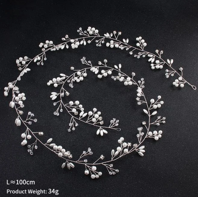 
Handmade Crystal Diamond Pearl Hair Accessories Bridal Headband for Wedding 