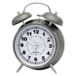 iMSH TB11501 Quartz analog clocks metal twin bell alarm clock wecker despertador desktop bedside bell custom alarm clock