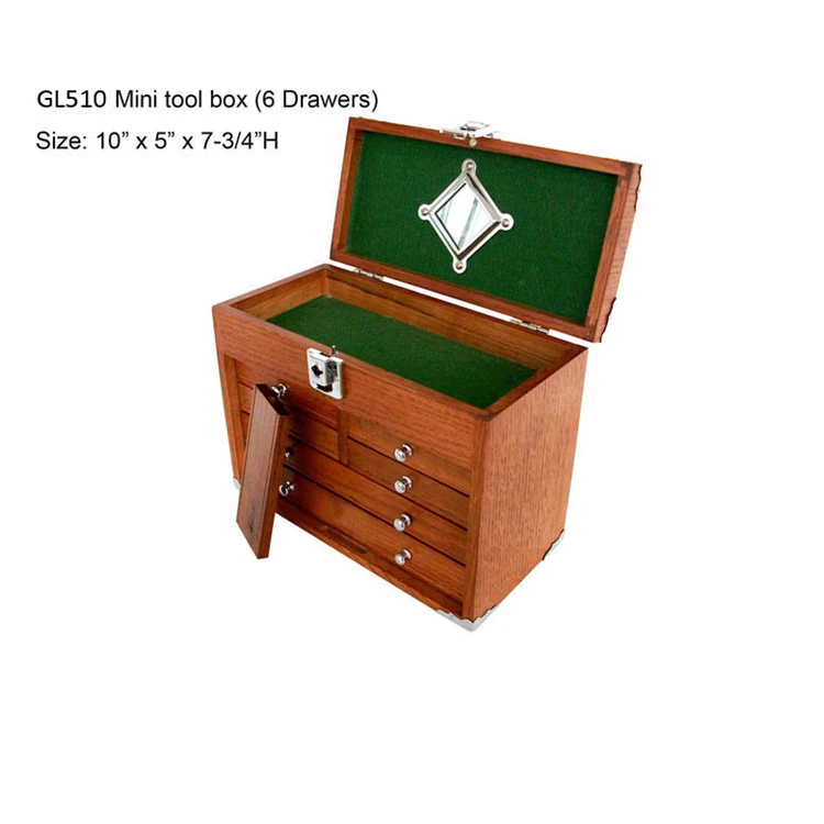 American Red Oak 6 Drawer Mini wood treasure chest