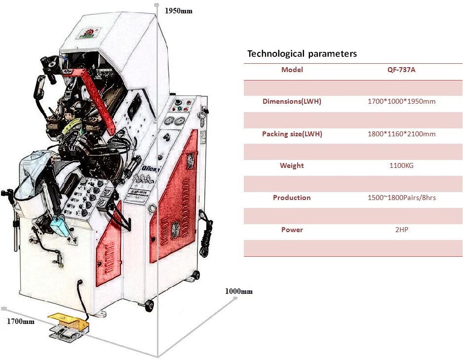 Hot sale toe lasting machine QF-737A  simple shoes making machine
