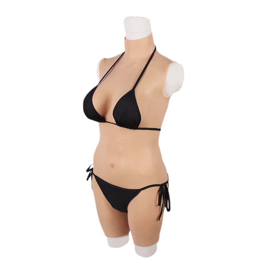 D cup clothes women wearable breast silicone full body suit