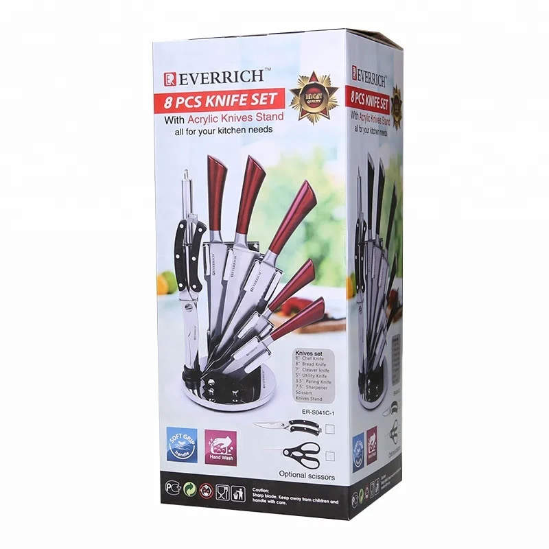 Top Brand Bass Stainless Steel Swiss Knife Set Kitchen Chef Knife Set With Classic Hollow Handle