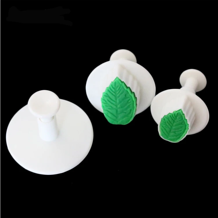 3pcs set fondant making machine Leaf shaped plunger cutter