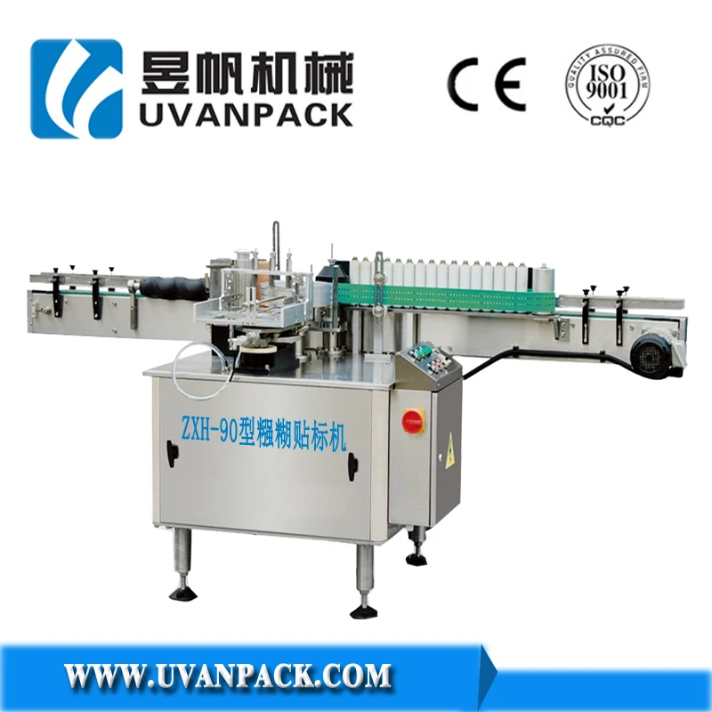 
ZXH-90 Shanghai manufacture automatic vinegar bottle cold wet glue paper label labeling machine 