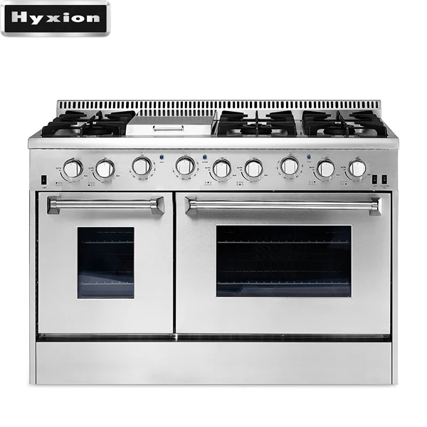 high end pro-style stainless steel 48-inch double oven gas range