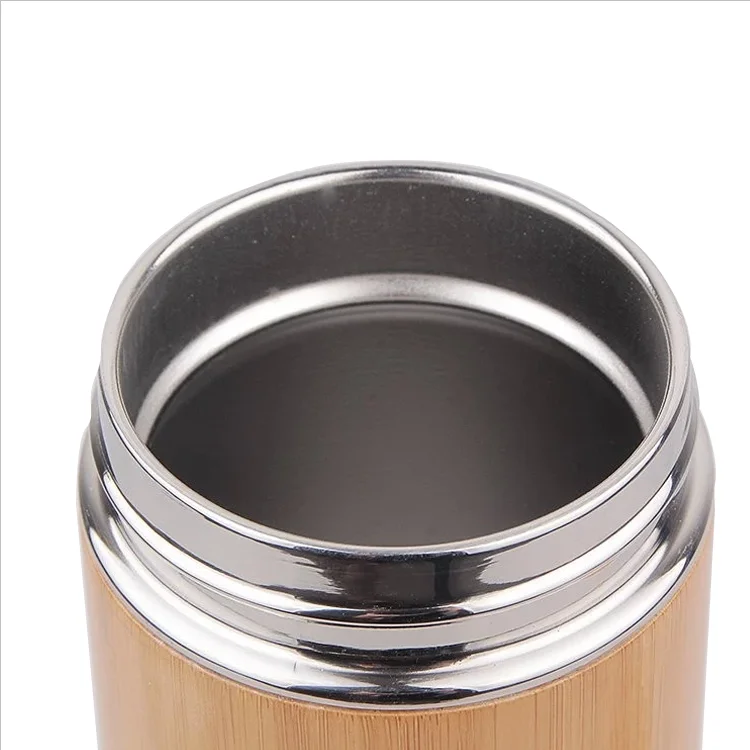  12/14 унций натуральный фляга изоляции вакуум кофе кружка бамбук бутылка для воды с крышкой заварки чая