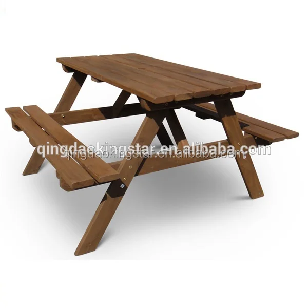 wooden outdoor picnic set