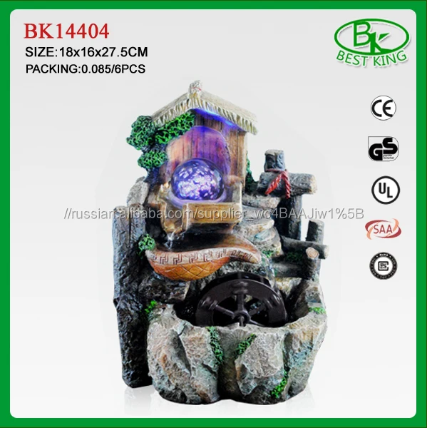 Дом горшок фонтан с стеклянный шар и колесо