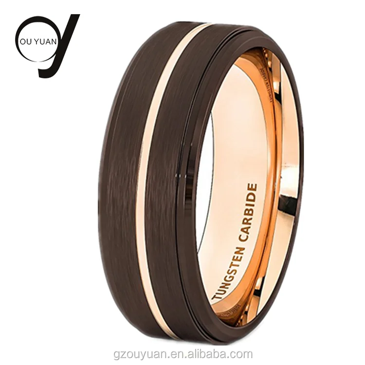 Fashion Jewelry 2022 Tungsten Carbide Ring 8MM Rose Gold Brushed Tungsten Band Couple Ring Tungsten Women Ring