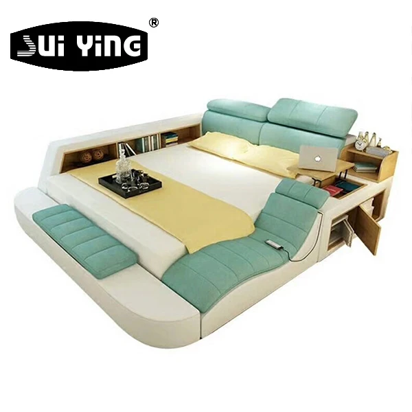 Роскошная кожаная смарт-кровать, многофункциональная кровать, татами, King, Queen, умная ультрасовременная роскошная кровать