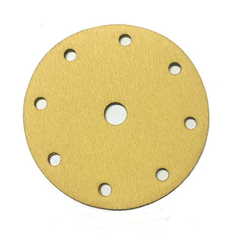 abrasive paper factory 100pcs/box 6inch gold coated hook and loop sanding discs with 9 holes for car furniture metal
