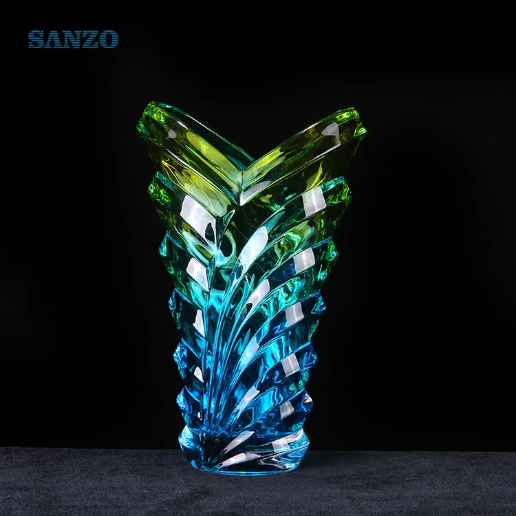 Sanzo Custom Glassware Manufacturer frosted bottle round colour glass vase mini glass vase