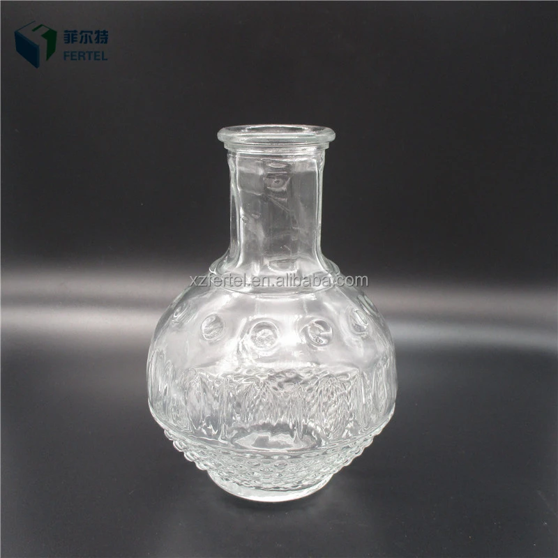 
fancy glass vodka bottle, liquor vodka glass bottle wholesale with glass lid 