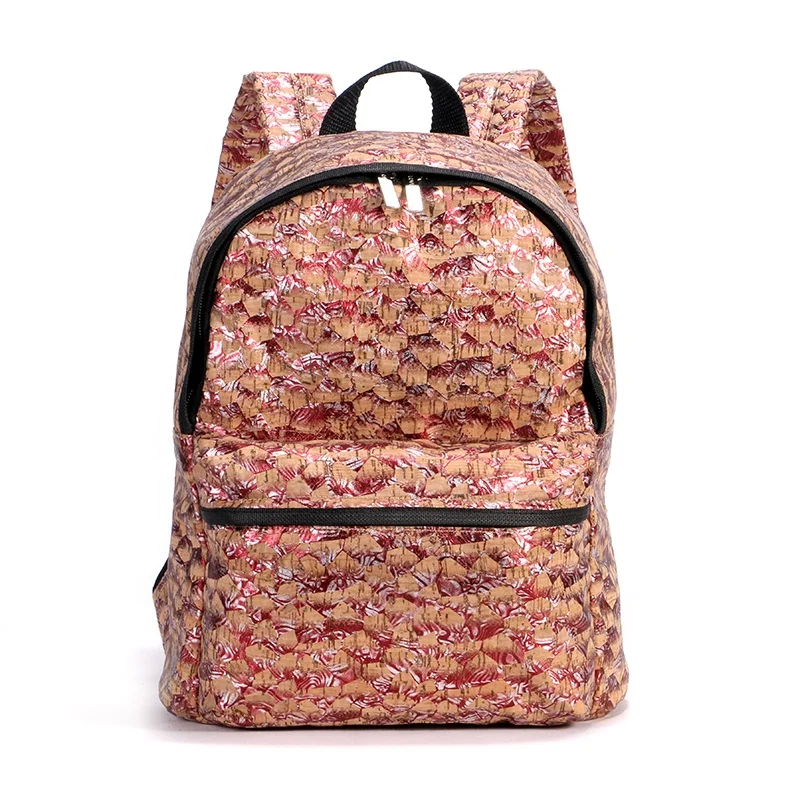 Factory custom patterns print cork small backpack 100% Eco-friendly waterproof cork daypack Lightweight cork school bag