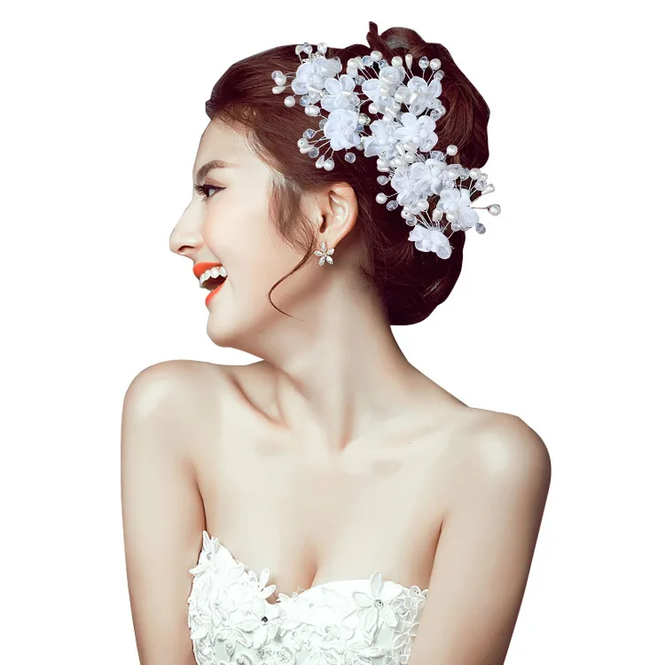 White pearl flower bride hair accessory set fashion wedding hair accessories