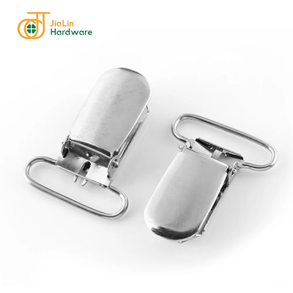 Nickel free Lead free factory wholesale pacifier clips 1 inch 25mm metal suspender clips with custom logo