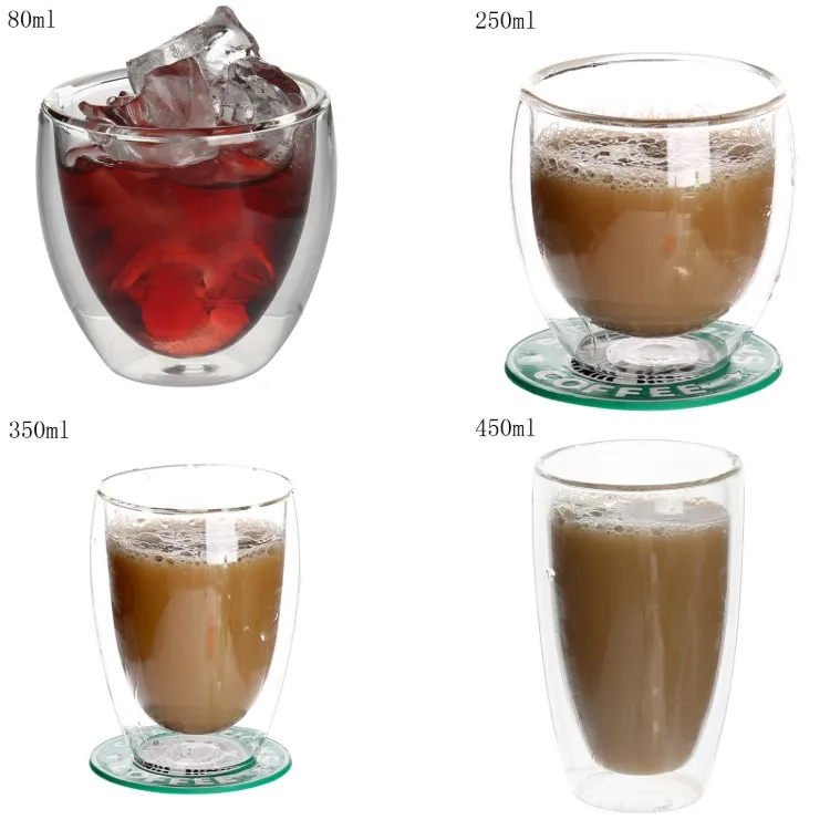 JHROC06 80 мл 250 мл 350 мл 450 мл профессиональная поставка изолированный боросиликат эспрессо капучино кофе или чая кружки