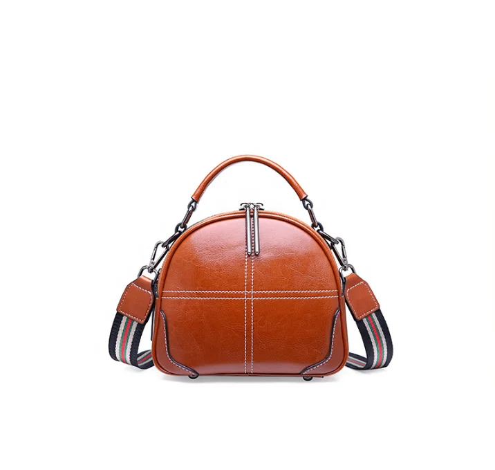 JUNYUAN Vintage Genuine Leather Handbag For Women Shoulder Cirecle Bag