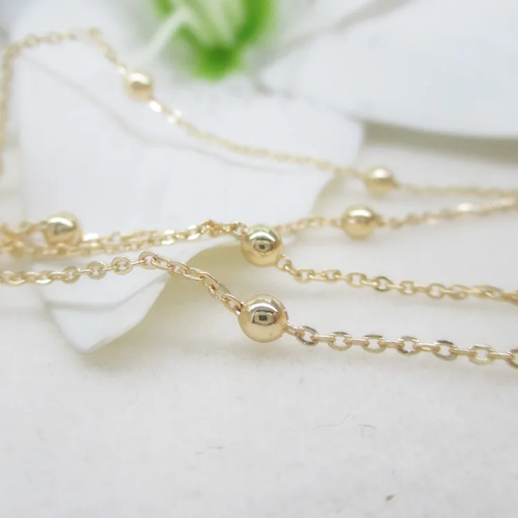 NANA high quality 24k italian gold filled chain with 3mm round bead, 1.5mm chain size