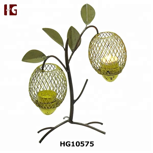 Decorative Lemon Tree Metal Candle Holder Stand