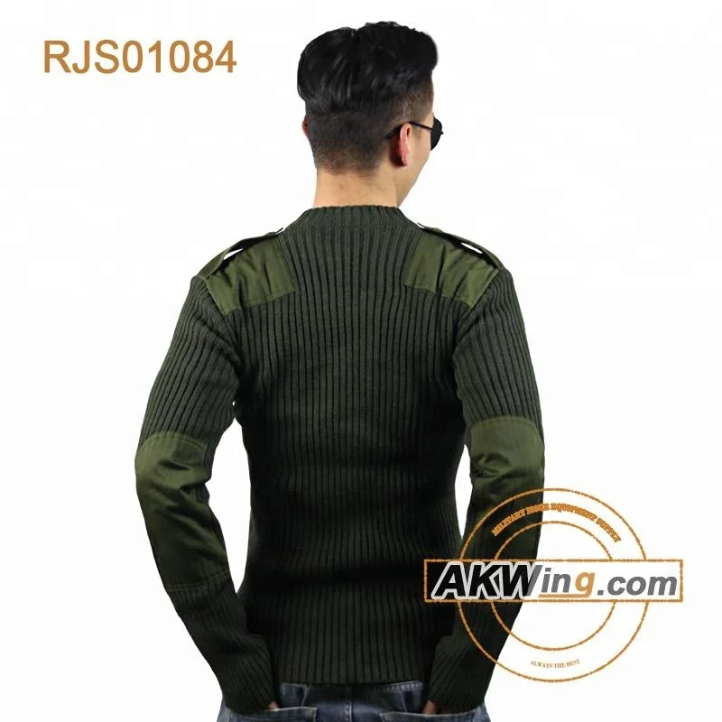 Olive Green Military Wool Knit Police Sweater Pullover Army Tactical Commando Sweater