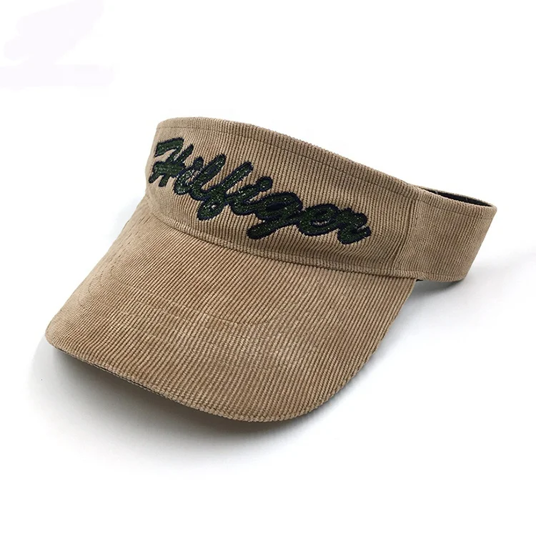 Custom Corduroy Glitter Brown Sun Visor Hat