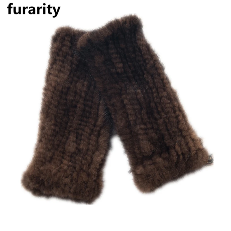 Winter mink fur half finger knitted mittens real fur lady mittens long style warm fur fingerless gloves