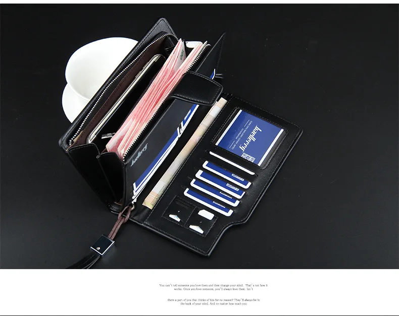Baellerry PU leather long section zipper cell phone wallet for men,male clutch wallets with handle strap