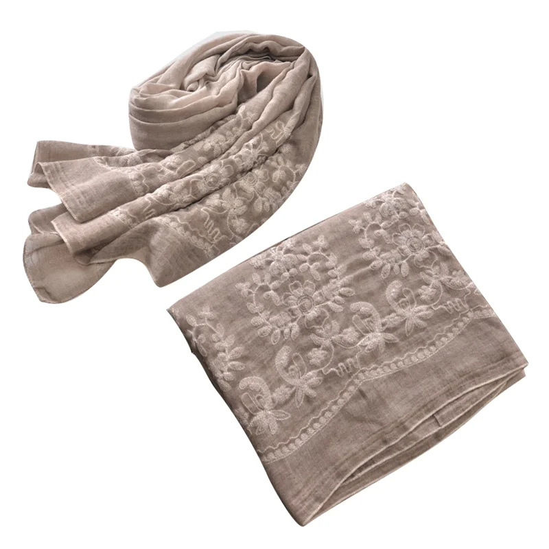 Gorgeous Muslim Scarves 190-90cm High Quality Embroidery Flower Hijabs