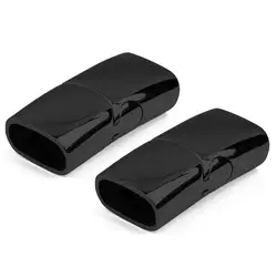 5mm 10mm wide wholesale black stainless steel clasp OEM jewelry magnetic clasps for flat leather bracelet making