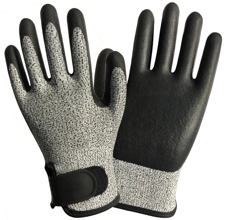 Touch Screen Micro Foam Nitrile Dipped HPPE Anti Cut Proof Impact Glove Cut 5