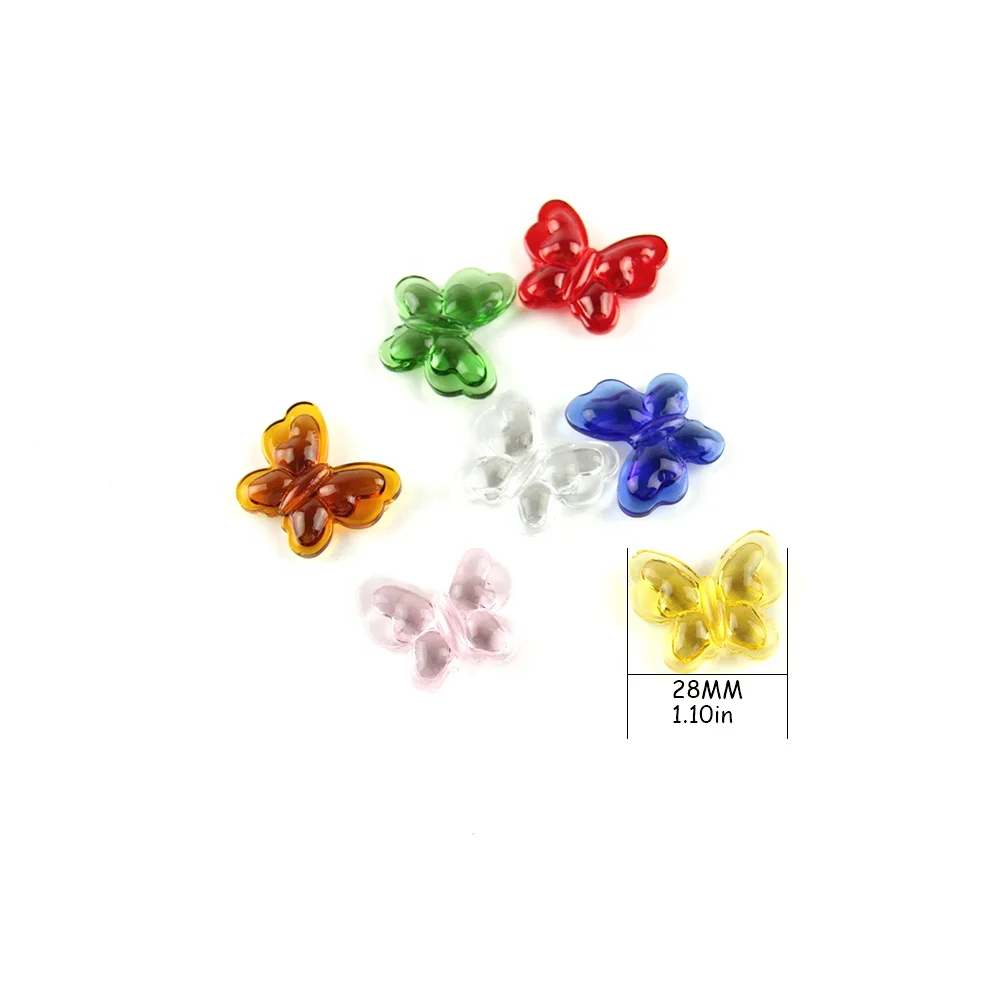 28mm Mix Color Glass Chandelier Beads Crystal Butterfly Beads For Jewelry Making Chandelier Decoration