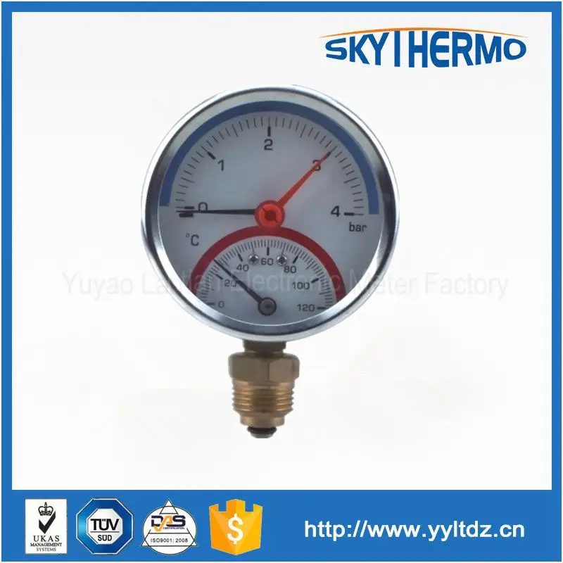 Iron 80mm bottom connection pressure gauge high temperature