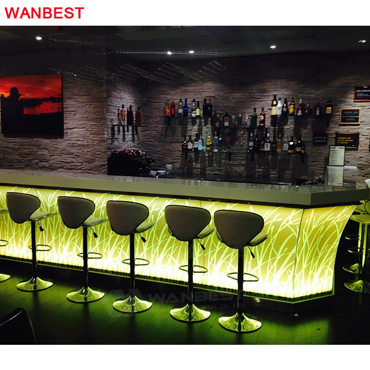 Современная портативная Ресторан ночной клуб мебель из искусственного камня СИД барная стойка