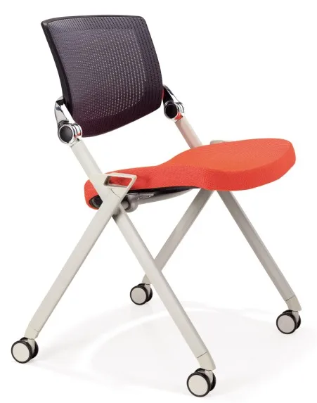 Office Mesh Chair Foldable Training Chair Seminar Chair Movable with Wheels