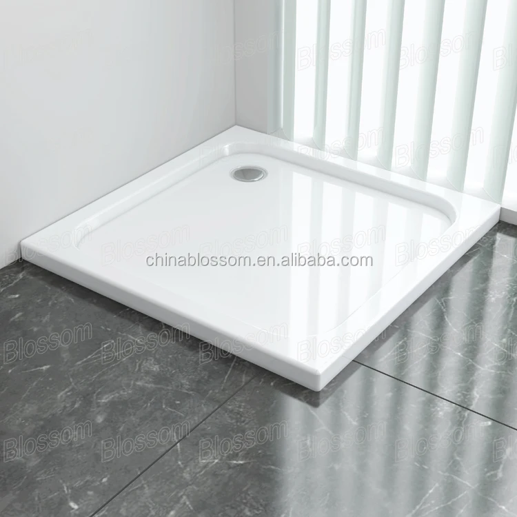 Black Square Removable Abs Resin Fiberglass Freestanding Tray Cheap Custom Acrylic Shower Base