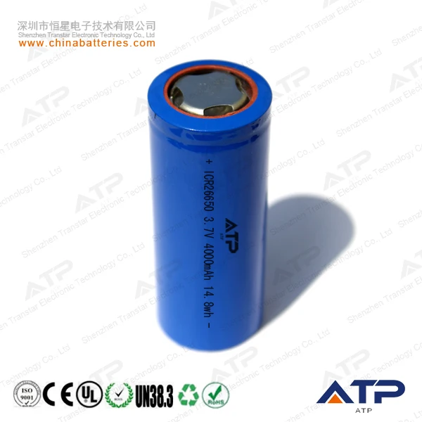 Deep cycle rechargeable 3.7v 4000mah battery / 26650 lithium battery 3.7v 4000mah / 4000mah 26650 li-ion battery