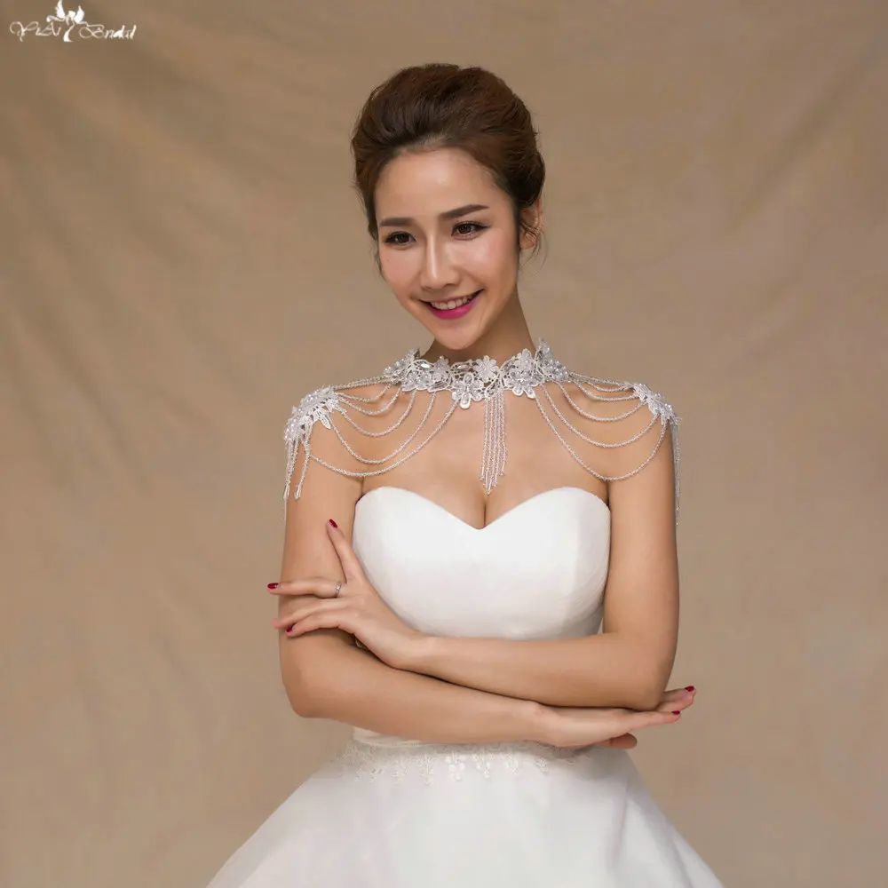 
LZP049 High Neck Crystal Chain Flower Girl Bolero Beaded Shoulder Necklace 